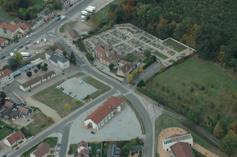 an aerial s of an empty parking lot