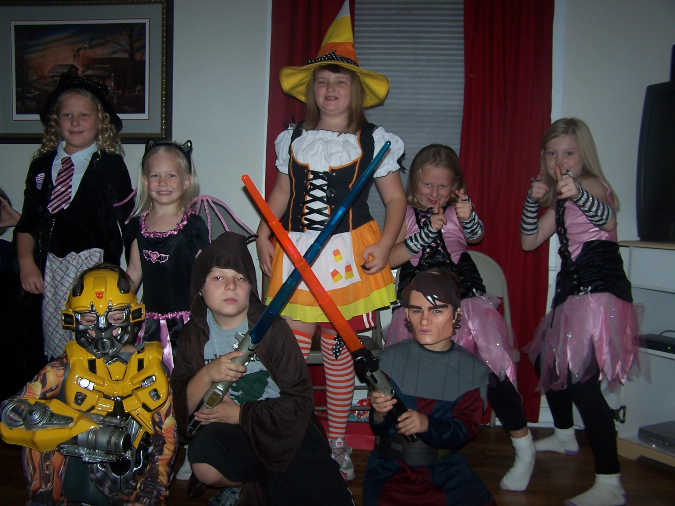 a large group of children dressed as the candy girl