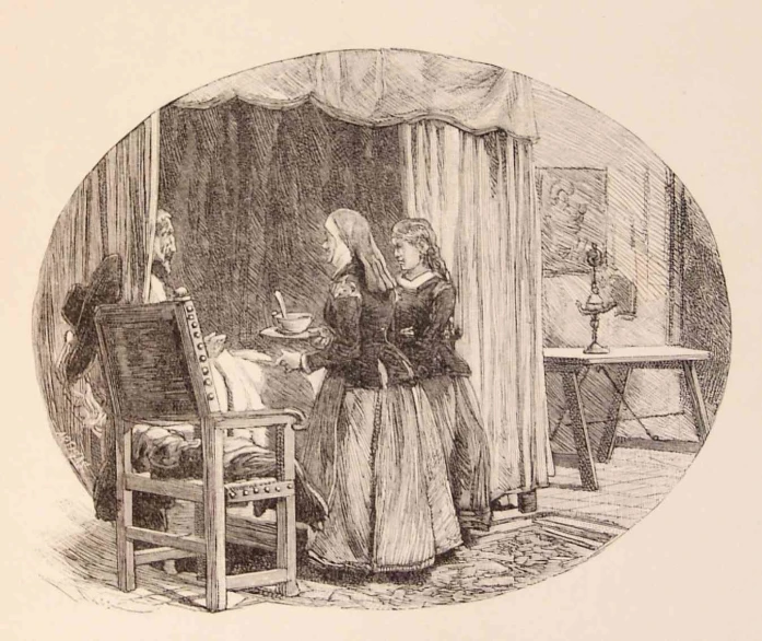 an illustration of a woman standing in front of a chair