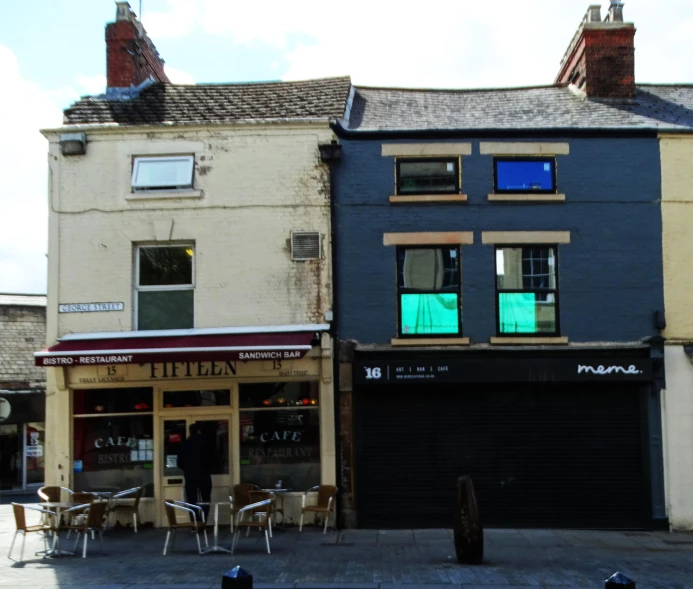 a building is being displayed for patrons outside