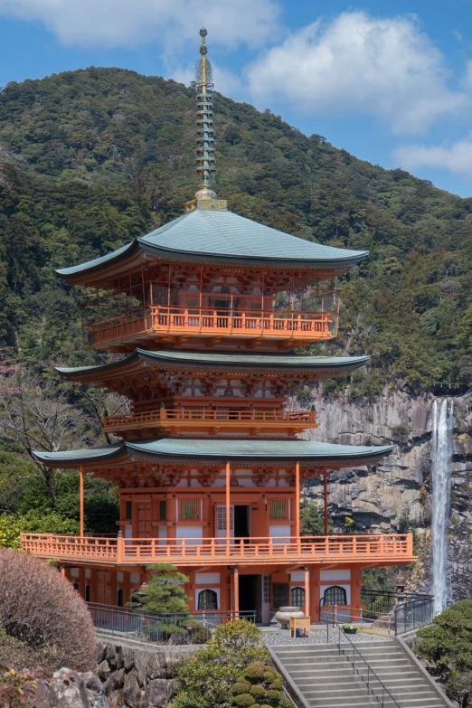 this asian style structure is made out of wood