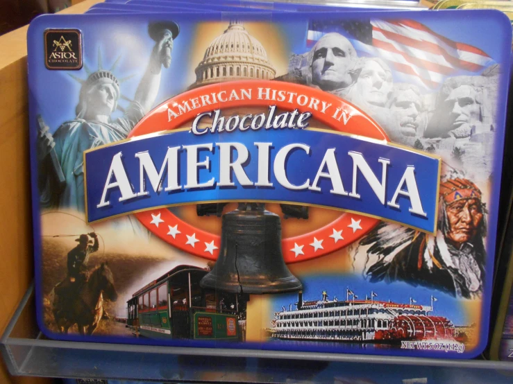 the patriotic poster for a chocolate bar in an american store