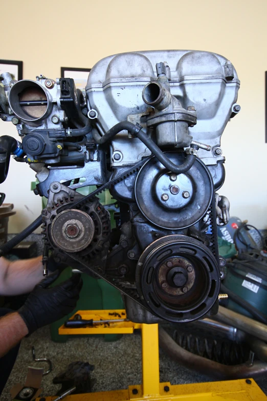 an old engine that is standing on a table