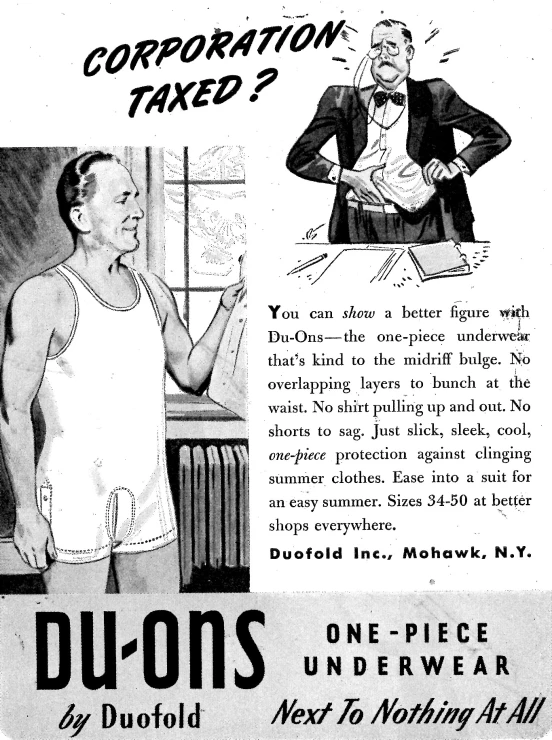 a advertit for dulons's underwear with an image of two men standing next to each other