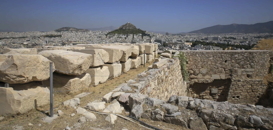 some stone is stacked in order to be built