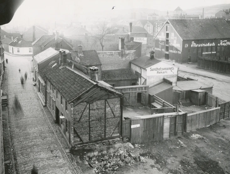 an aerial view of some buildings that have been destroyed