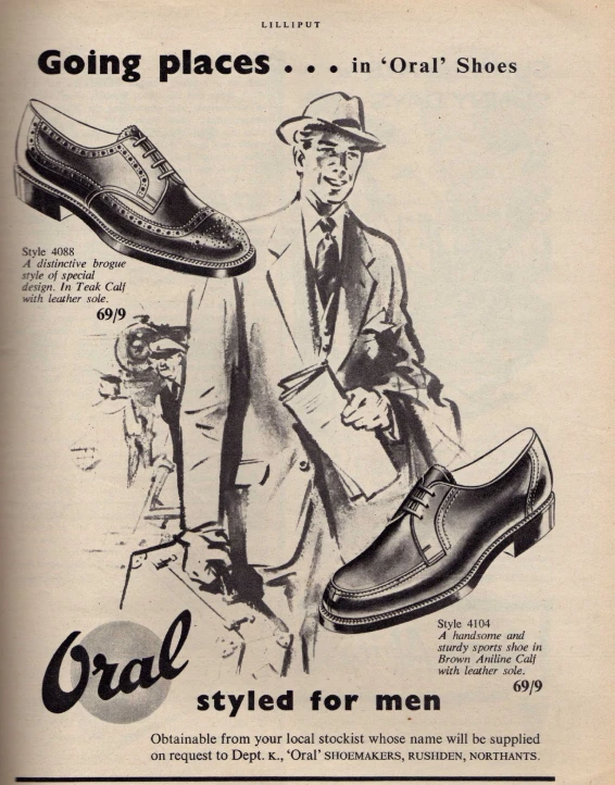 an old advertit from the 1940's for formal footwear