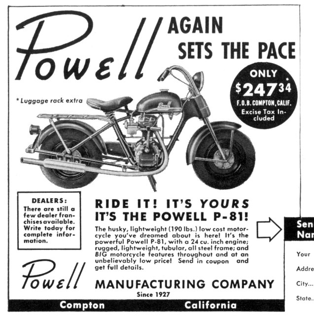 the flyer for an adult sized motorcycle, which is not available