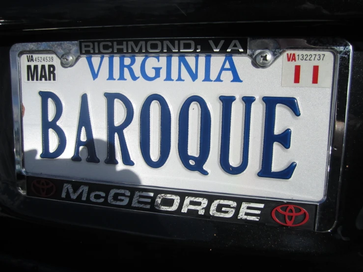 a car plate showing the license plate for an automobile