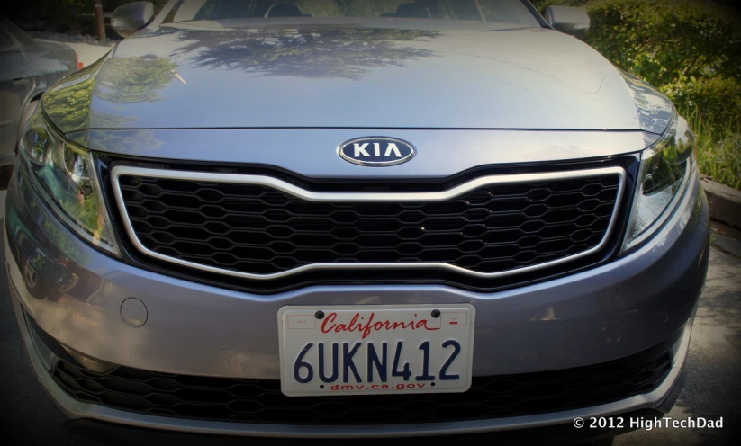 the front view of a parked silver car