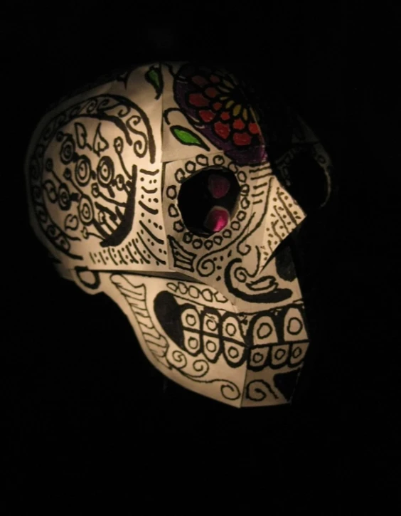 a candle in the shape of a sugar skull