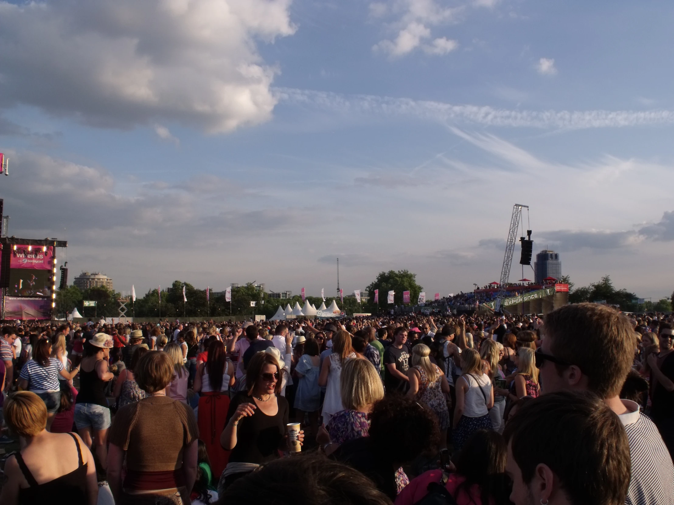 a large group of people are outside in a park