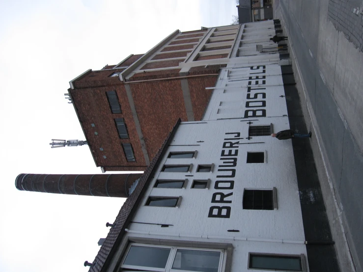 a black and white po of brick buildings