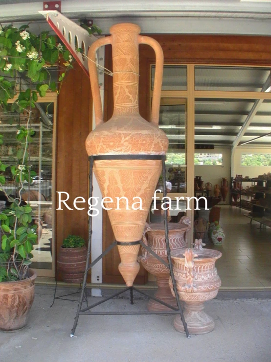 a couple of clay vases that are outside