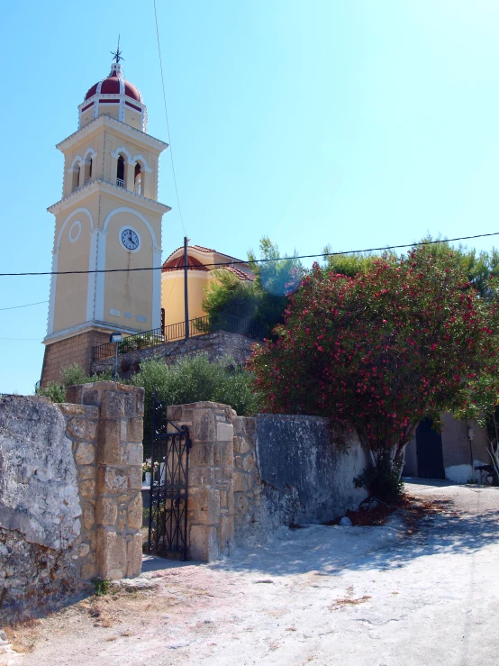 the church tower is made of two separate blocks