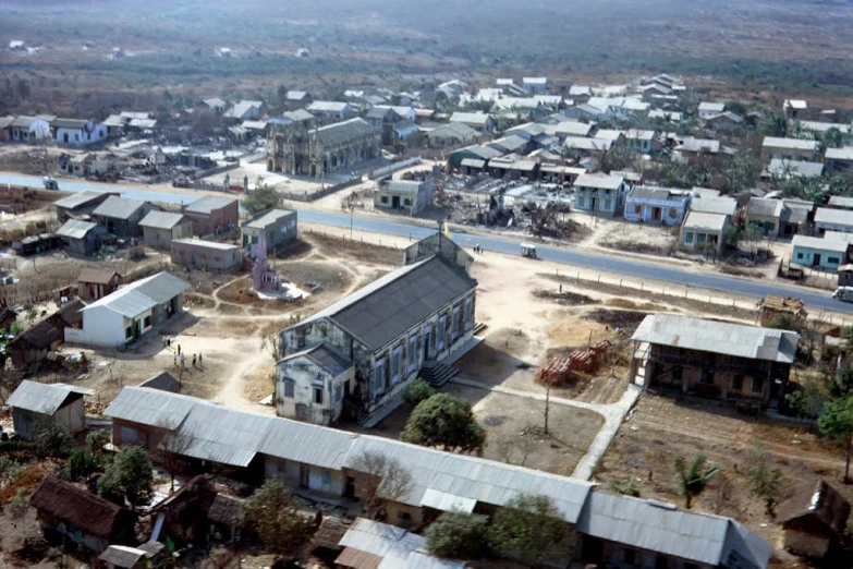 a large open air area with small buildings