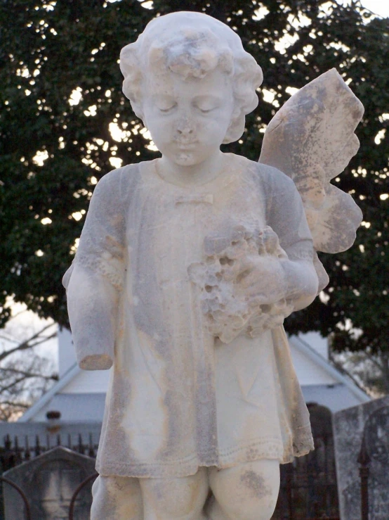 the statue has been frosted with snow