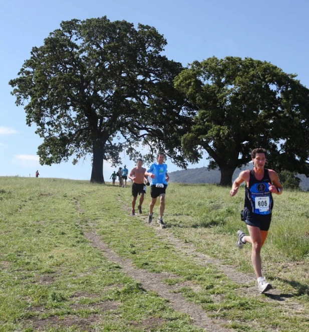 some men are running a race outside