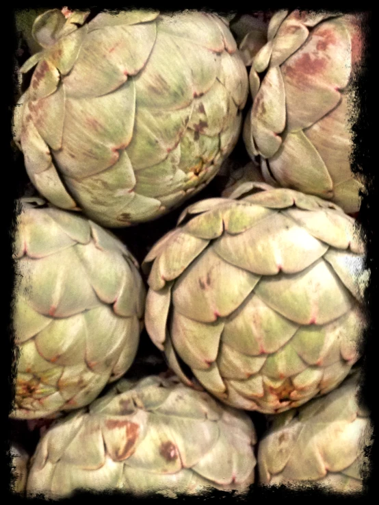 artichokes on display for sale in an outdoor market