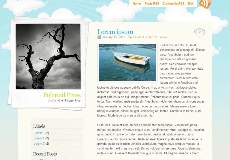 a large, clean web page with a po of a boat on it