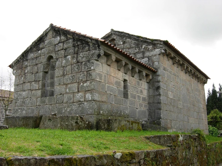 the old building has some windows on each side