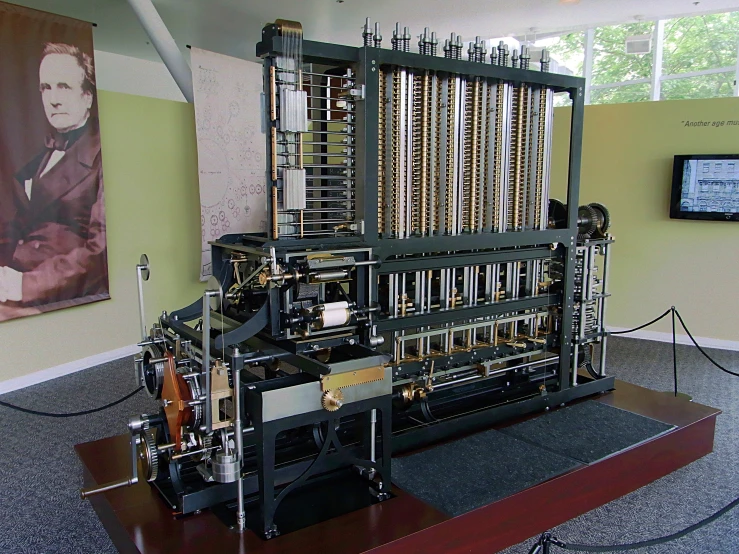 there is a large machine on display in the museum