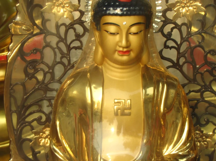 gold buddha statue in a golden frame