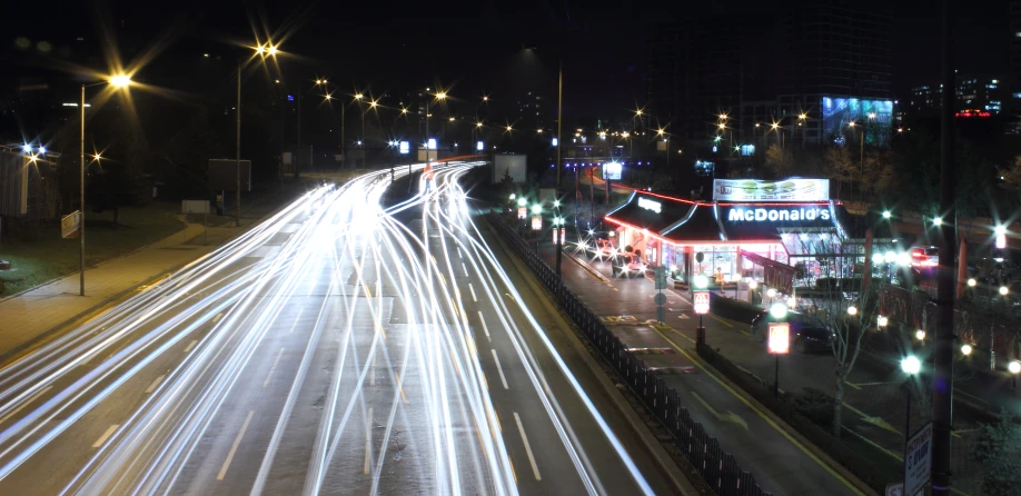 a long exposure pograph of an empty street