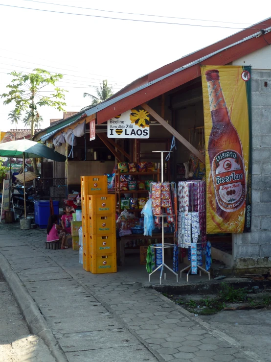 a building that has an outside section with bottles