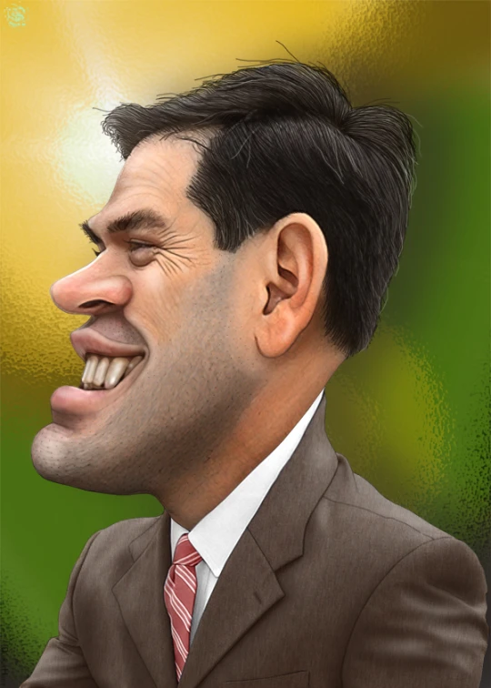 this is a very weird caricature of a man laughing