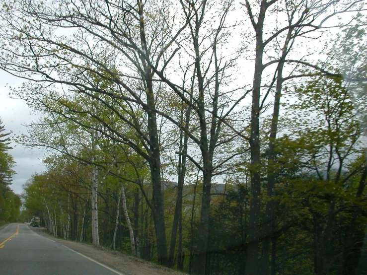 the picture is taken from inside of a car on a road