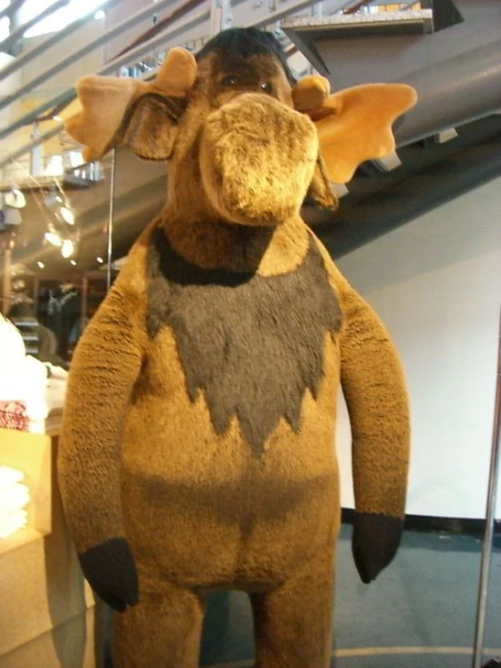 a close up of an inflatable moose