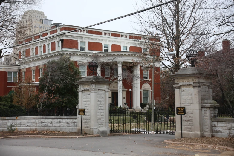 a building that is next to a gate