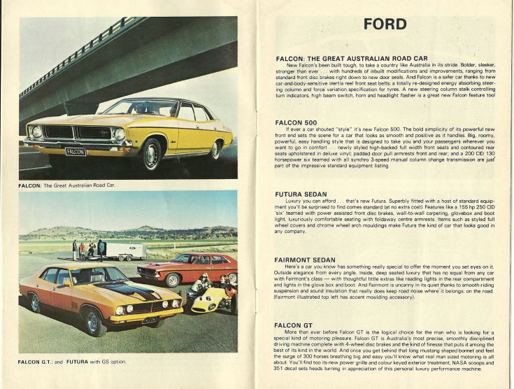 a magazine with two page illustrations of cars