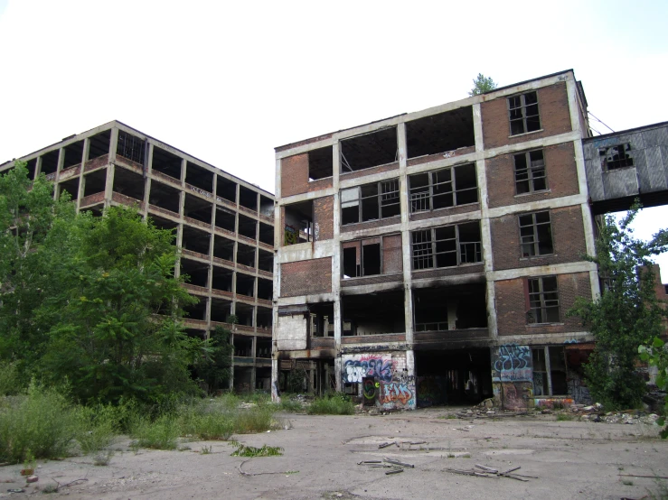 old and deserted buildings in an abandoned city