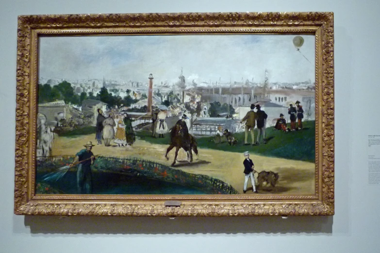 there is an old painting hanging up in a museum