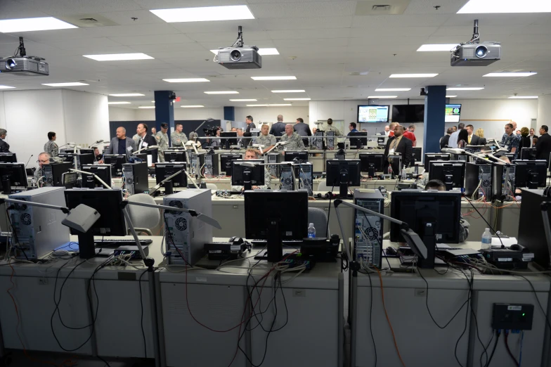 a large room with several different electronic equipment