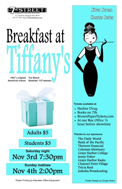 the breakfast at tiffanys flyer for an event