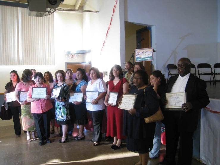 some people standing on either side of a podium