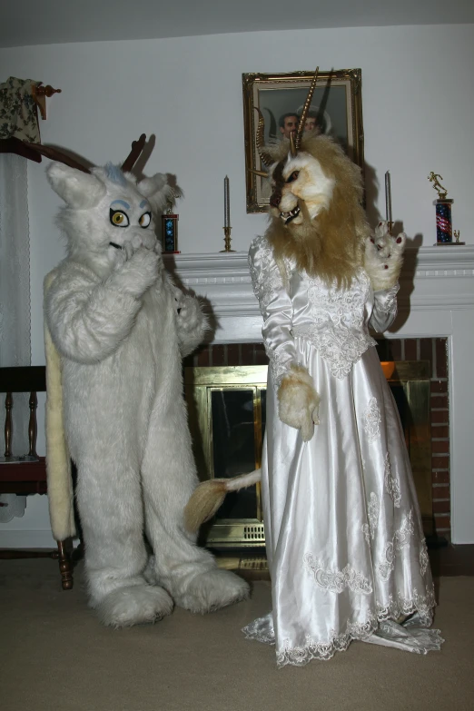 a group of large stuffed animals standing next to each other