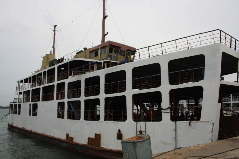 a large white boat in a large body of water