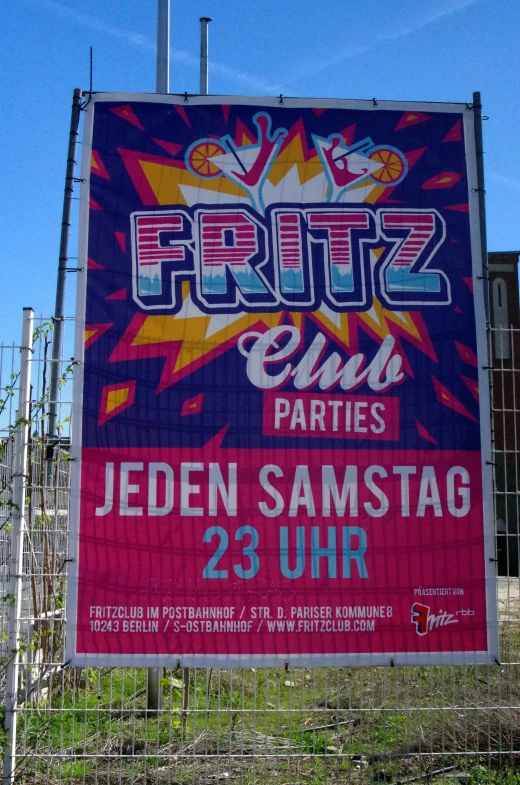 a large poster advertising the opening of an outdoor event