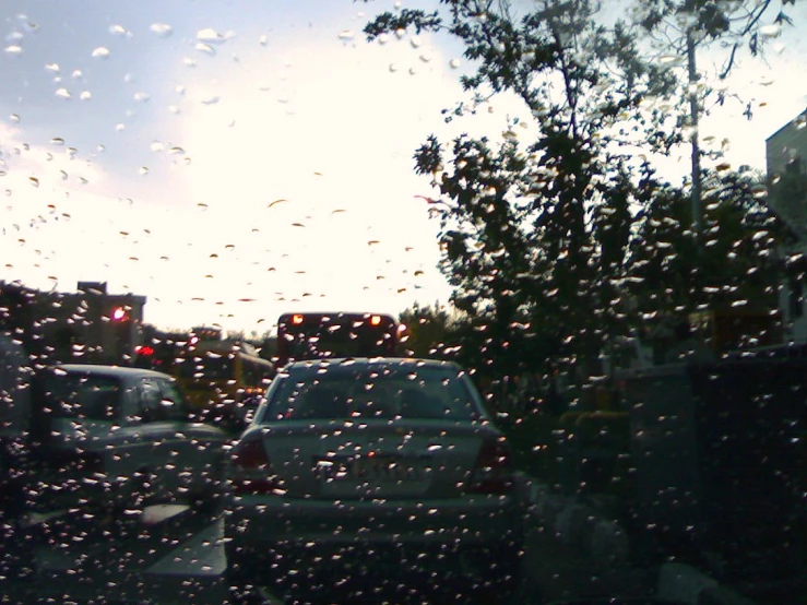 rain falling on the windshield of a car