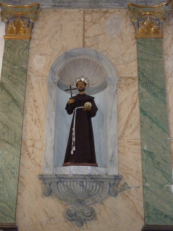 a po of a painting of a religious figure holding an umbrella
