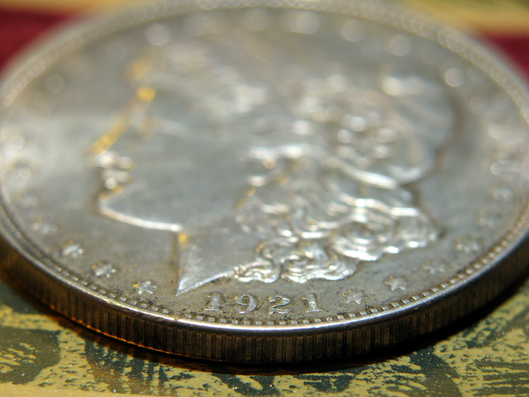 there is a close up view of a silver coin