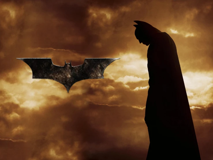 a man standing next to a bat in the sky