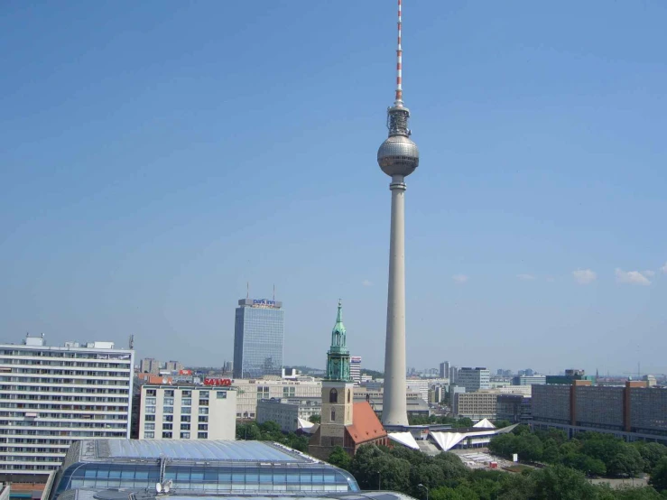 the television tower is located at a high altitude near the city