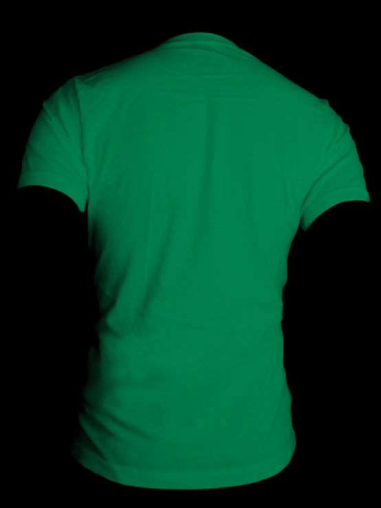 there is a black background with a green shirt