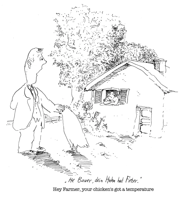 a drawing shows a person that is in front of a house