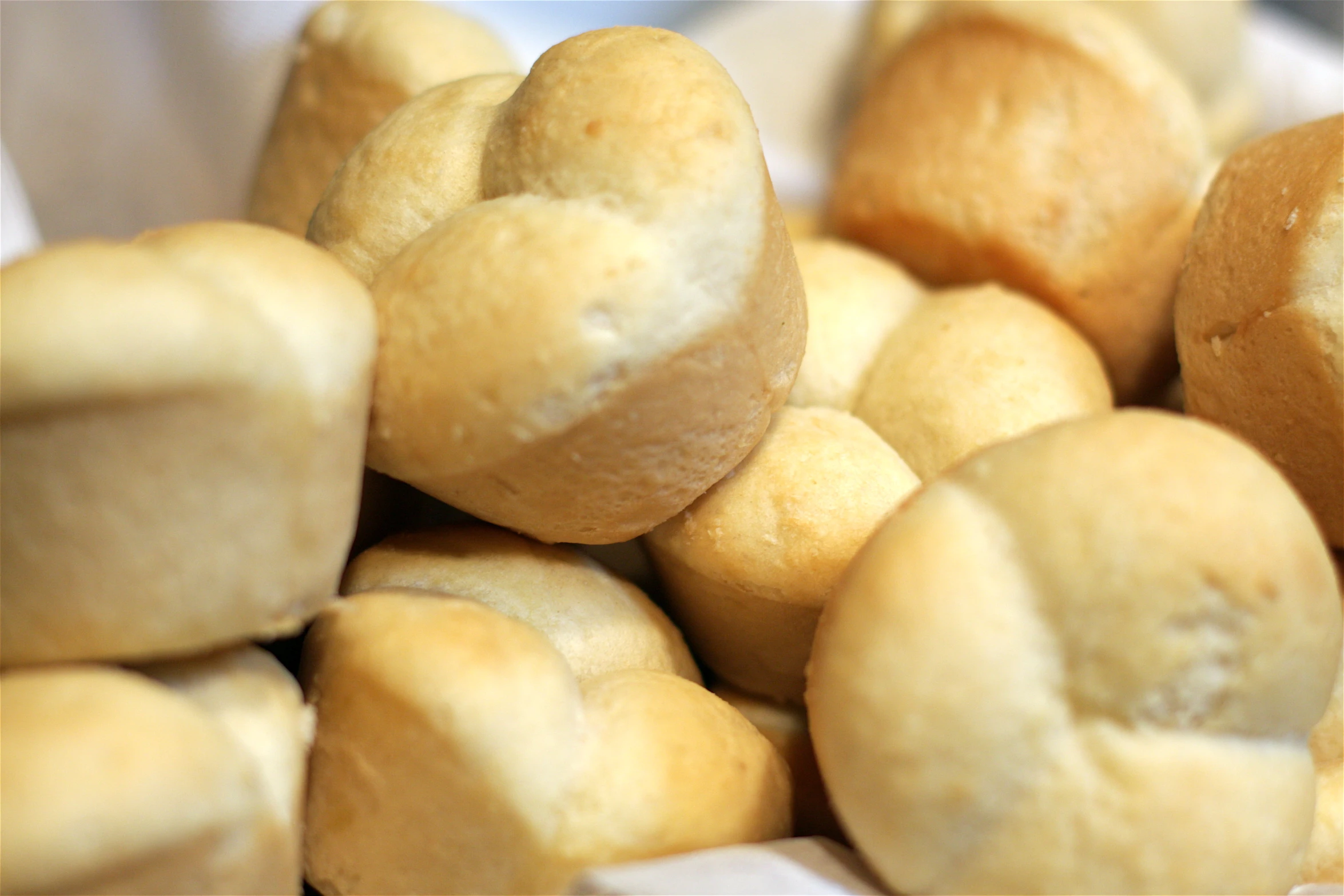 a close up view of bread rolls in wrappers